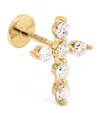 Persée Yellow Gold And Diamond Cross Single Stud Earring In Gold