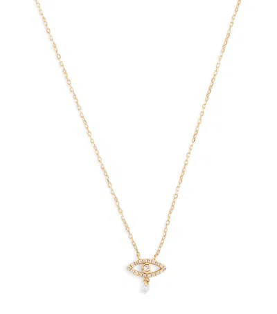 Persée Yellow Gold And Diamond Evil Eye Symbols Necklace