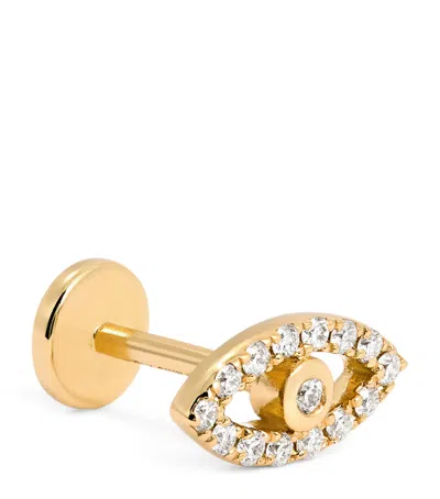 Persée Yellow Gold And Diamond Eye Single Stud Earring