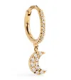 Persée Yellow Gold And Diamond Moon Single Hoop Earring In Gold
