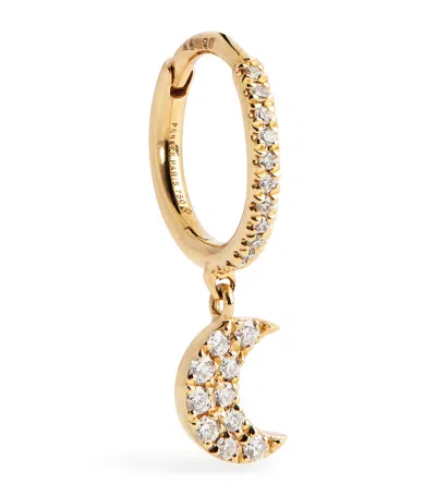 Persée Yellow Gold And Diamond Moon Single Hoop Earring