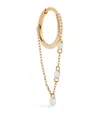 Persée Yellow Gold And Diamond Piercing Drop Chain Single Huggie Earring In Gold