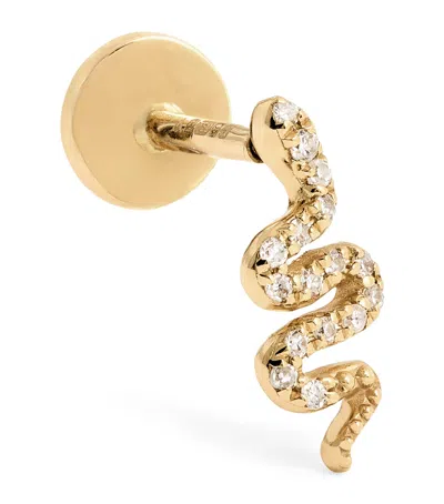 Persée Yellow Gold And Diamond Snake Single Earring