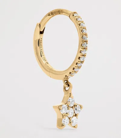 Persée Yellow Gold And Diamond Star Single Hoop Earring
