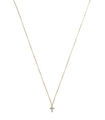 Persée Yellow Gold And Diamond Symbols Cross Necklace