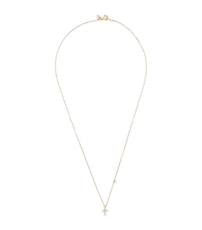 Persée Yellow Gold And Diamond Symbols Cross Necklace