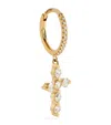 Persée Yellow Gold And Diamond Symbols Cross Single Earring In Gold