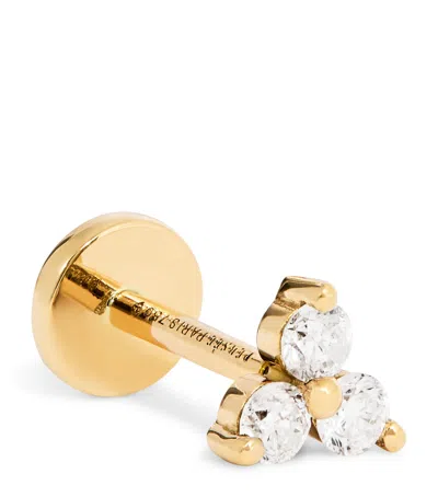 Persée Yellow Gold And Diamond Triangle Single Earring