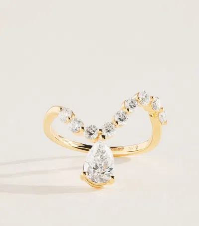 Persée Yellow Gold And Diamond Wave Dome Ring