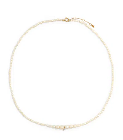 Persée Yellow Gold, Diamond And Pearl Necklace