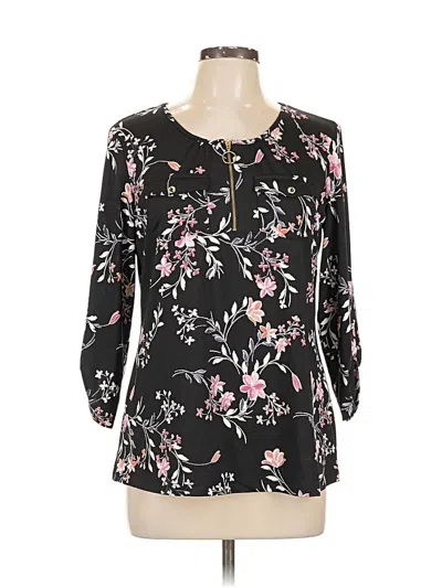 Pre-owned Perseption Concept 3/4 Sleeve Blouse In Black