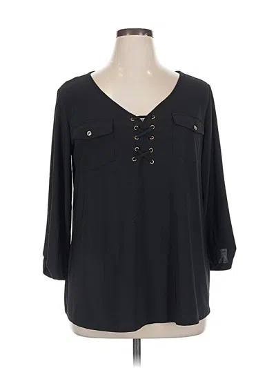 Pre-owned Perseption Concept 3/4 Sleeve Blouse In Black