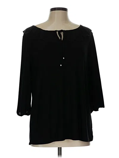 Pre-owned Perseption Concept 3/4 Sleeve Blouse In Black