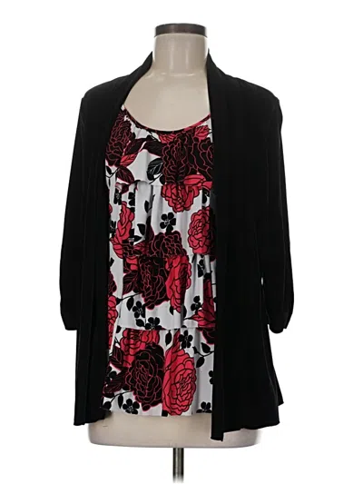 Pre-owned Perseption Concept 3/4 Sleeve Blouse In Black