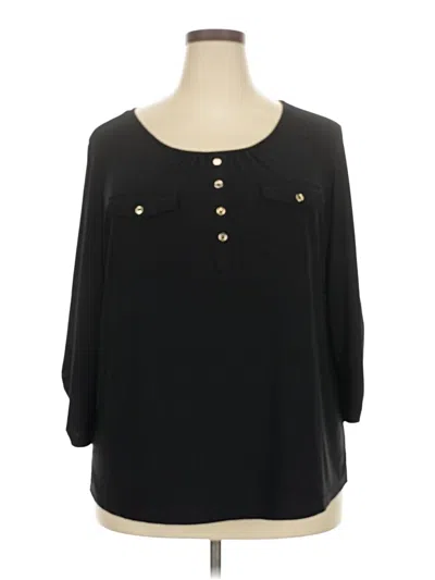 Pre-owned Perseption Concept 3/4 Sleeve Blouse In Black