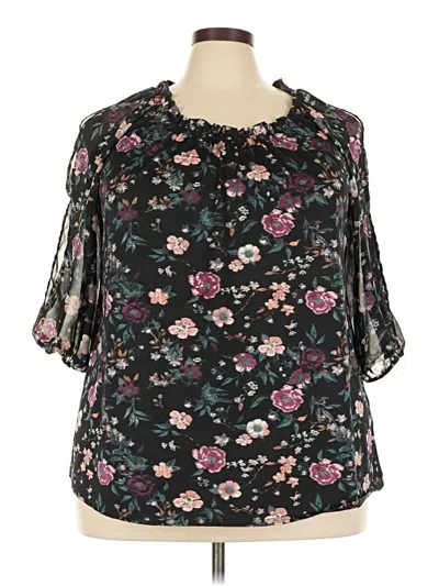 Pre-owned Perseption Concept 3/4 Sleeve Blouse In Black