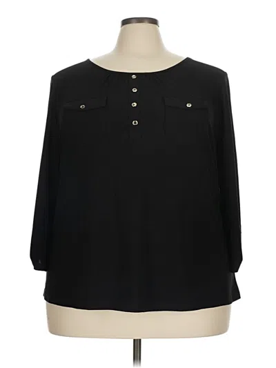 Pre-owned Perseption Concept 3/4 Sleeve Blouse In Black
