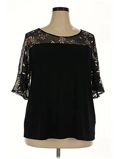 Pre-owned Perseption Concept 3/4 Sleeve Blouse In Black