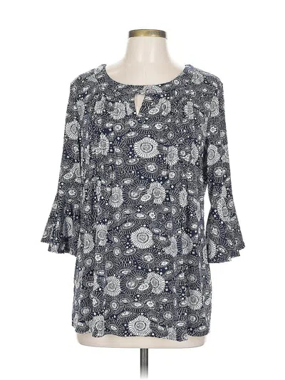 Pre-owned Perseption Concept 3/4 Sleeve Blouse In Blue