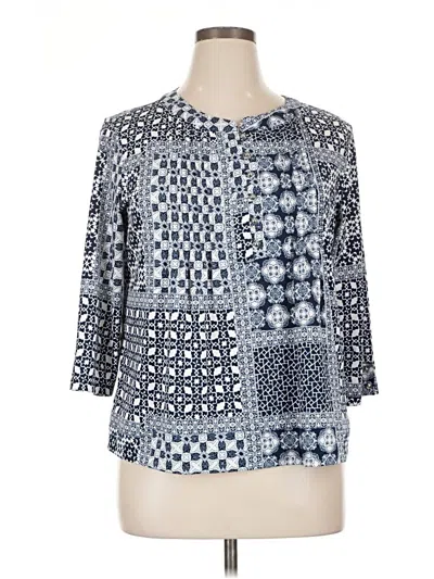 Pre-owned Perseption Concept 3/4 Sleeve Blouse In Blue