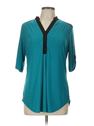 Pre-owned Perseption Concept 3/4 Sleeve Blouse In Blue