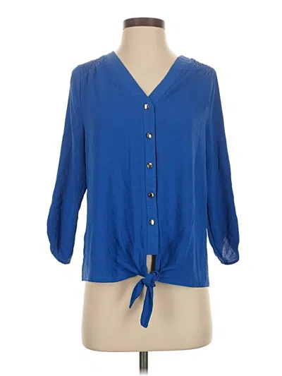 Pre-owned Perseption Concept 3/4 Sleeve Blouse In Blue