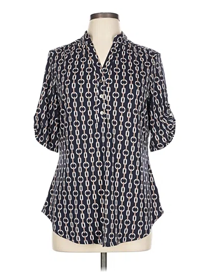 Pre-owned Perseption Concept 3/4 Sleeve Blouse In Blue