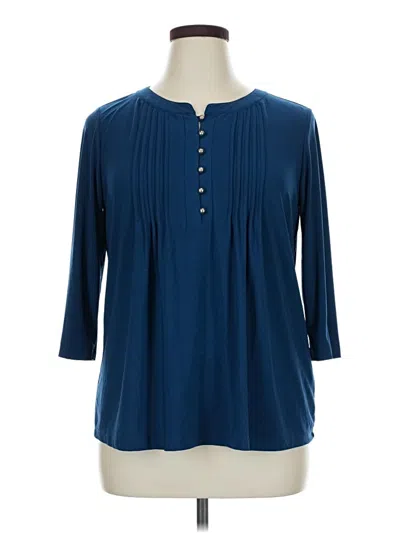 Pre-owned Perseption Concept 3/4 Sleeve Blouse In Blue