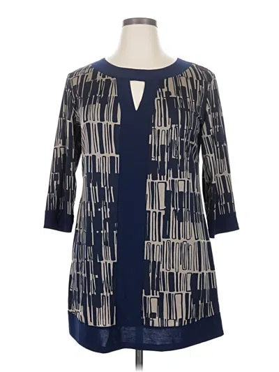 Pre-owned Perseption Concept 3/4 Sleeve Blouse In Blue