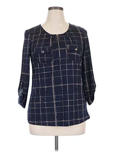 Pre-owned Perseption Concept 3/4 Sleeve Blouse In Blue