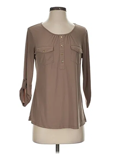 Pre-owned Perseption Concept 3/4 Sleeve Blouse In Brown