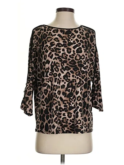 Pre-owned Perseption Concept 3/4 Sleeve Blouse In Brown