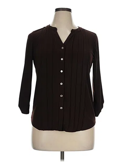 Pre-owned Perseption Concept 3/4 Sleeve Blouse In Brown
