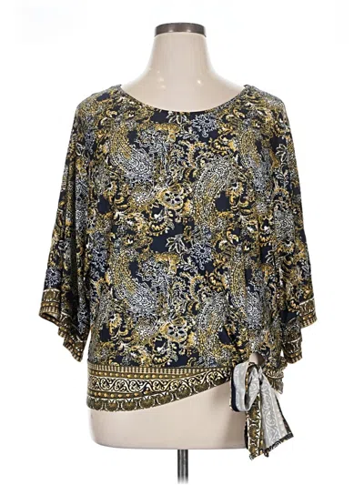 Pre-owned Perseption Concept 3/4 Sleeve Blouse In Gold