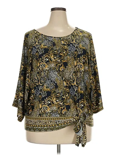 Pre-owned Perseption Concept 3/4 Sleeve Blouse In Gold