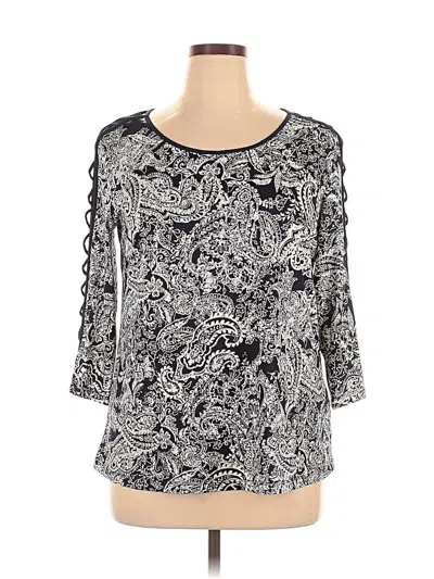 Pre-owned Perseption Concept 3/4 Sleeve Blouse In Gray