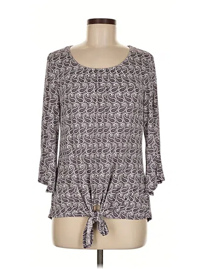 Pre-owned Perseption Concept 3/4 Sleeve Blouse In Gray