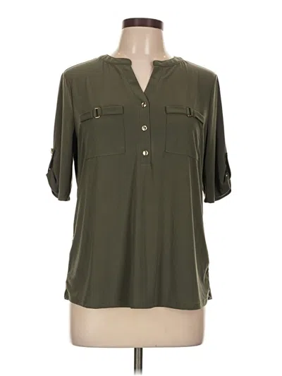 Pre-owned Perseption Concept 3/4 Sleeve Blouse In Green
