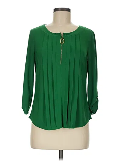Pre-owned Perseption Concept 3/4 Sleeve Blouse In Green