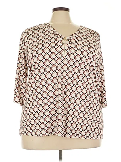 Pre-owned Perseption Concept 3/4 Sleeve Blouse In Ivory