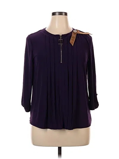 Pre-owned Perseption Concept 3/4 Sleeve Blouse In Purple