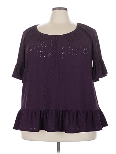 Pre-owned Perseption Concept 3/4 Sleeve Blouse In Purple