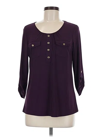 Pre-owned Perseption Concept 3/4 Sleeve Blouse In Purple