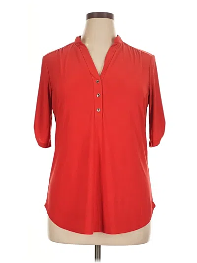 Pre-owned Perseption Concept 3/4 Sleeve Blouse In Red