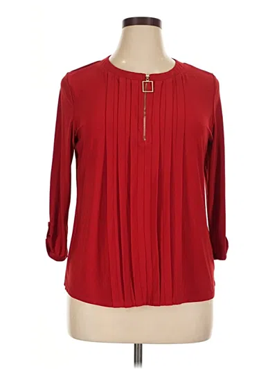Pre-owned Perseption Concept 3/4 Sleeve Blouse In Red