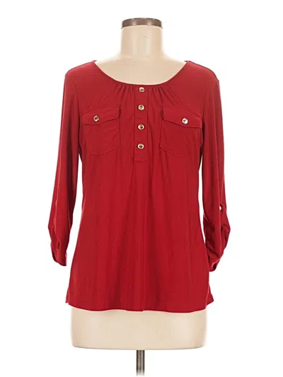 Pre-owned Perseption Concept 3/4 Sleeve Blouse In Red