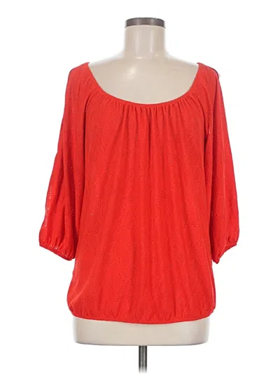 Pre-owned Perseption Concept 3/4 Sleeve Blouse In Red