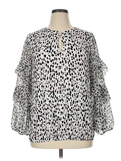 Pre-owned Perseption Concept 3/4 Sleeve Blouse In Silver