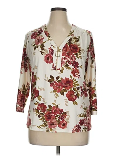 Pre-owned Perseption Concept 3/4 Sleeve Blouse In White