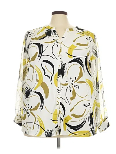 Pre-owned Perseption Concept 3/4 Sleeve Blouse In Yellow